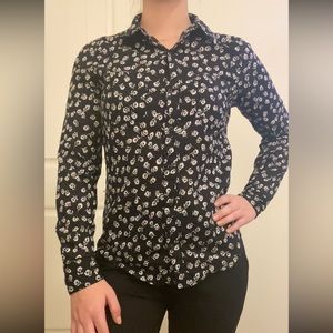 Forever 21 Rose Pattern Button Down Blouse